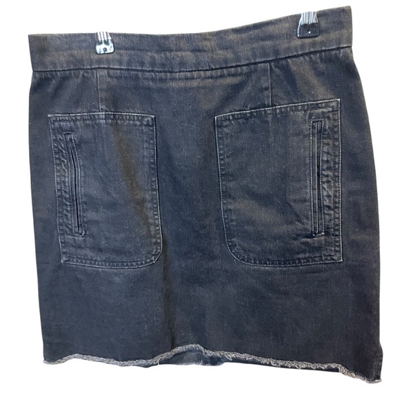 Zadig & Voltaire Juny Used Black Denim Mini Skirt Frayed Hem Pockets 38 (US 6) - Picture 1 of 4